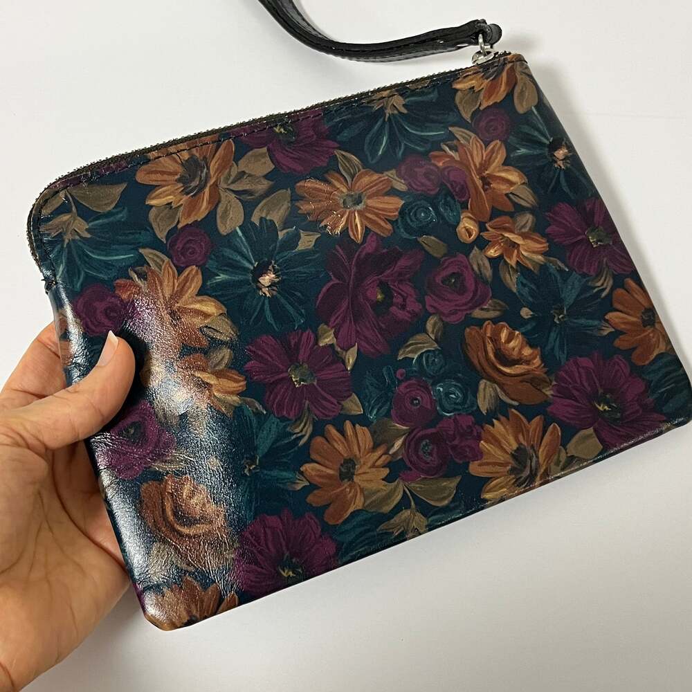 Patricia Nash Peruvian Painting Cassini SM Leather Floral Wristlet Wallet Bag